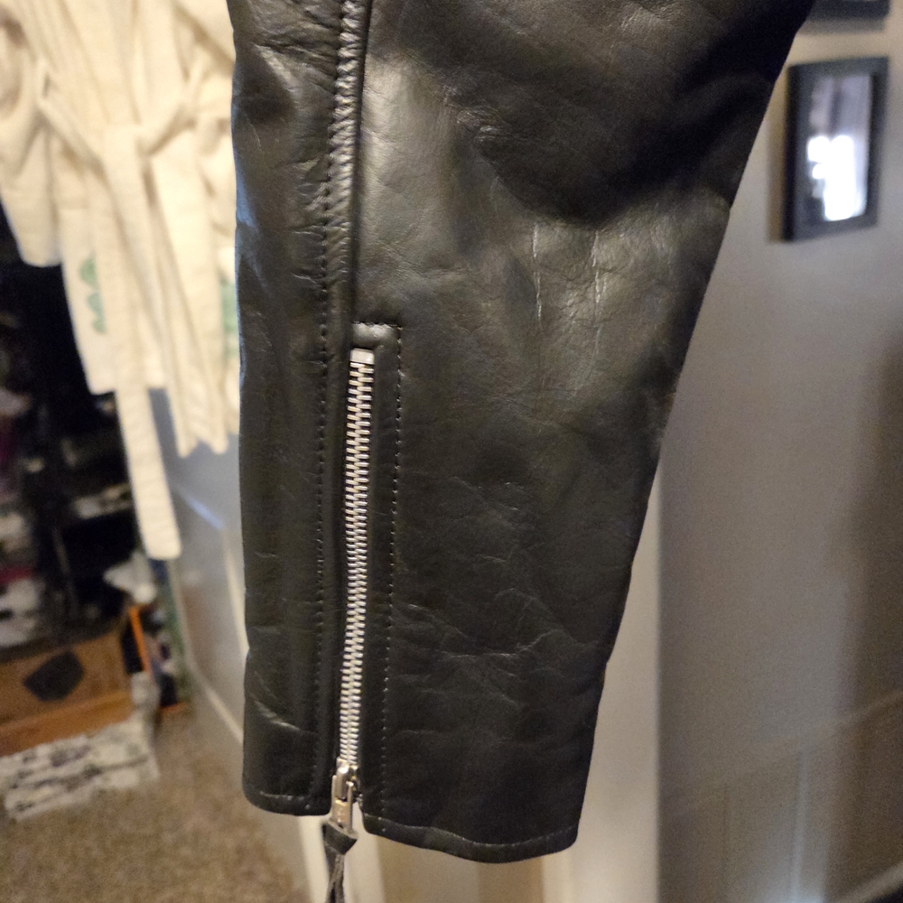 Black Leather Biker Jacket - image 4